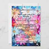 様々なかわいい抽象芸術デイジー花誕生会 招待状 (正面)