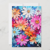 様々なかわいい抽象芸術デイジー花誕生会 招待状 (裏面)