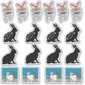 様々なイースターバニーラビットホワイトブラックのグループ シール (正面)