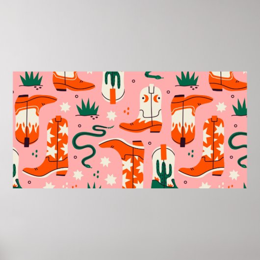 様々なカウボーイブーツパターン ポスター (正面)