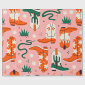 様々なカウボーイブーツパターン ラッピングペーパー (フラット)