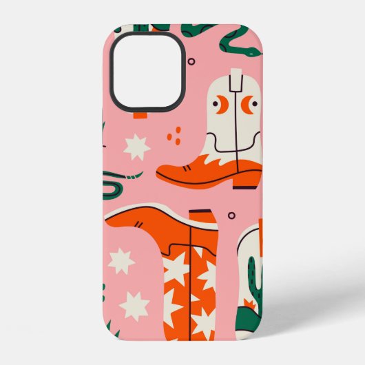 様々なカウボーイブーツ柄 iPhoneケース (裏面)