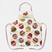 様々なカラフルカップケーキのパタカスタムーン エプロン (正面)