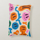 様々なカラフル溶け笑顔の顔。溶岩ランプ アクセントクッション (裏面(縦))