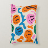 様々なカラフル溶け笑顔の顔。溶岩ランプ アクセントクッション (正面(垂直))