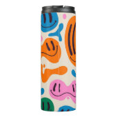 様々なカラフル溶け笑顔の顔。溶岩ランプ タンブラー (裏面)