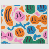 様々なカラフル溶け笑顔の顔。溶岩ランプ ラッピングペーパー (フラット)