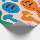 様々なカラフル溶け笑顔の顔。溶岩ランプ ラッピングペーパー (角)