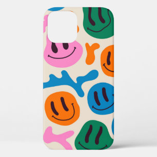 様々なカラフル溶け笑顔の顔。溶岩ランプ iPhone 12ケース