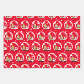 様々なクリスマス雪だるま ラッピングペーパーシート (正面2)