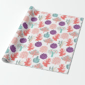 様々なサンゴの深いの海植物のパターン ラッピングペーパー (アンロールド)