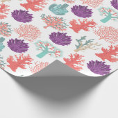 様々なサンゴの深いの海植物のパターン ラッピングペーパー (角)