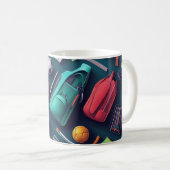 様々なスポーツ用品のコレクション コーヒーマグカップ (正面右)