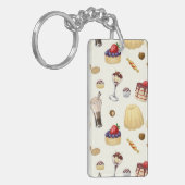 様々なデザートと甘いパターン。 キーホルダー (正面左)