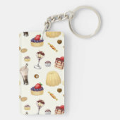 様々なデザートと甘いパターン。 キーホルダー (裏面)