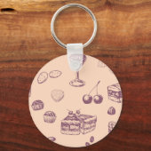 様々なデザートと甘いパターン。 キーホルダー (正面)