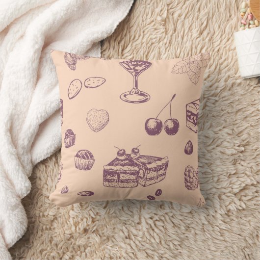 様々なデザートと甘いパターン。 クッション (ブランケット)