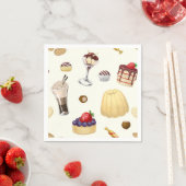 様々なデザートと甘いパターン。 スタンダードカクテルナプキン (インサイチュ)