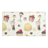 様々なデザートと甘いパターン。 枕カバー (裏面-左)