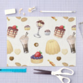 様々なデザートと甘いパターン。 薄葉紙 (クラフト)