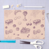 様々なデザートと甘いパターン。 薄葉紙 (クラフト)