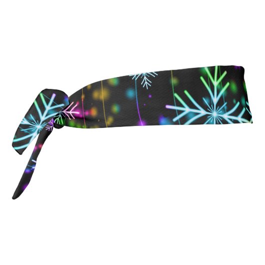 様々なネオンカラーの雪の結晶が降るクリスマス S タイヘッドバンド (回転270)