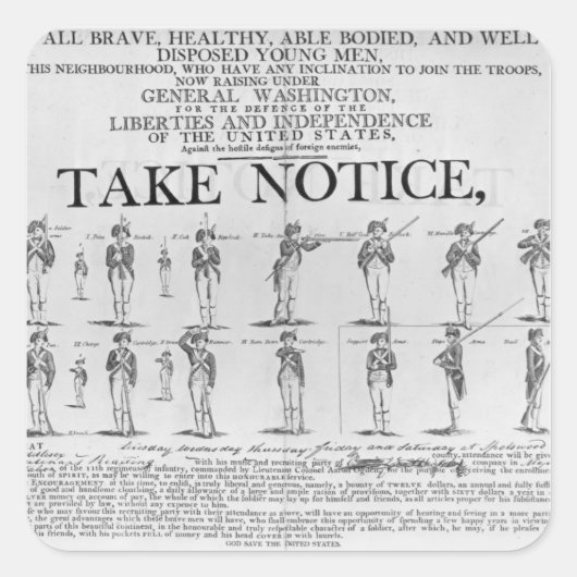 様々なポジションを示す米国陸軍の採用 スクエアシール (正面)