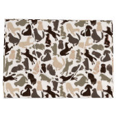 様々なポーズのドッグシルエットのシームレスなパターン ラージペーパーバッグ (裏面)