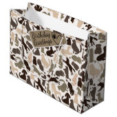 様々なポーズのドッグシルエットのシームレスなパターン ラージペーパーバッグ (正面アングル)