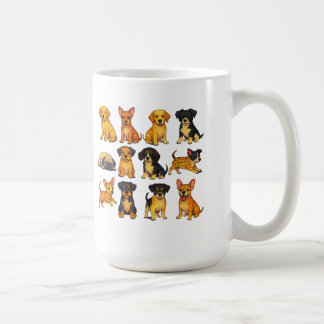 様々なポーズの子犬たち コーヒーマグカップ