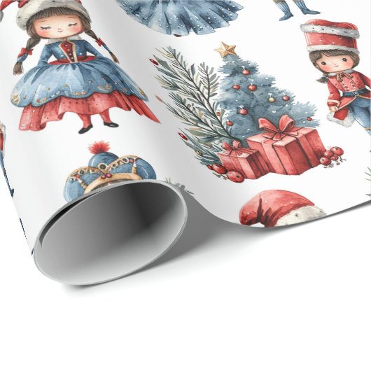 様々な人形ホワイトクリスマス ラッピングペーパー (ロールコーナー)