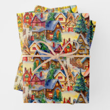 様々な光お洒落の中の村のクリスマス