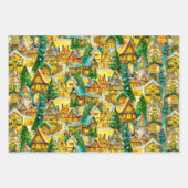 様々な光お洒落の中の村のクリスマス ラッピングペーパーシート (正面3)