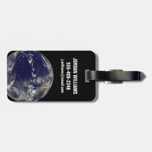 様々な熱帯嵐を示す完全な地球。 ラゲッジタグ (裏面横)
