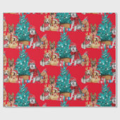 様々な犬のクリスマスツリーのかわいいパック ラッピングペーパー (フラット)
