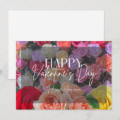 様々な色とりどりのバラ ハッピー バレンタインデー カード (正面/裏面)