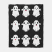 様々な表情の幽霊 ハロウィン フリースブランケット (正面)