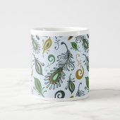 様々カラフルな羽 ジャンボコーヒーマグカップ (正面)