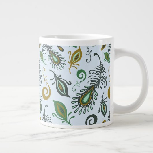 様々カラフルな羽 ジャンボコーヒーマグカップ (右)