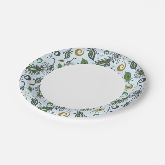 様々カラフルな羽 ペーパープレート (アングル)