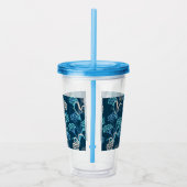 様式化あじさい花の柄 – エレガント青 アクリルタンブラー (右)