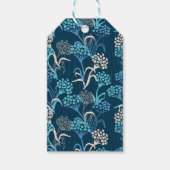 様式化あじさい花の柄 – エレガント青 ギフトタグ (正面)