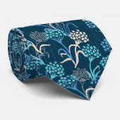 様式化あじさい花の柄 – エレガント青 ネクタイ (ロール)