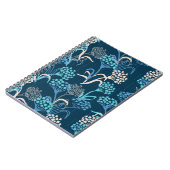 様式化あじさい花の柄 – エレガント青 ノートブック (左側)