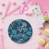 様式化あじさい花の柄 – エレガント青 ペーパープレート (パーティー)