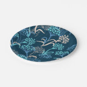 様式化あじさい花の柄 – エレガント青 ペーパープレート (アングル)