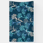 様式化あじさい花の柄 – エレガント青 横断幕 (縦)