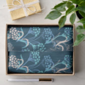 様式化あじさい花の柄 – エレガント青 薄葉紙 (ギフト)