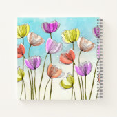様式化お洒落された水彩及びインクチューリップ日記 ノートブック (裏面)