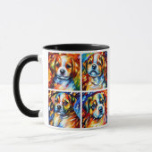 様式化かわいい子犬のポートレートコーヒーマグ マグカップ (左)